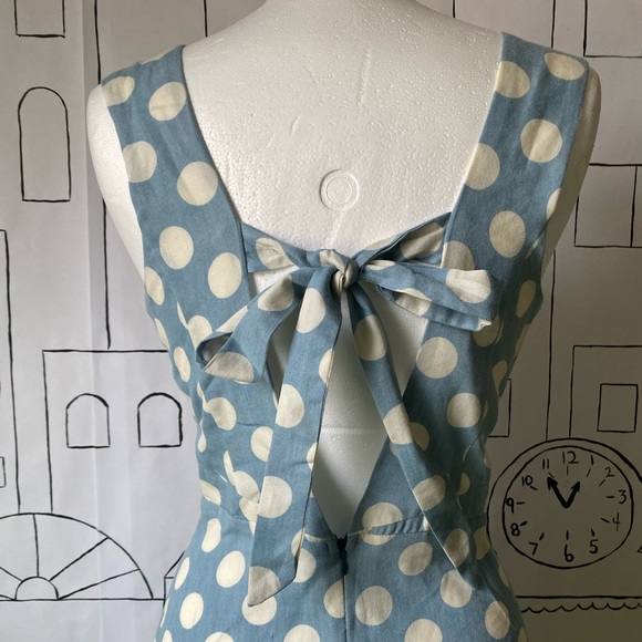 Event Blue Poka Dot dress size L - Picture 3 of 4